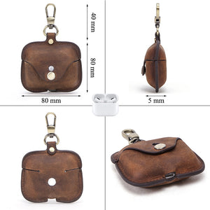Luxury Leather Case For Apple AirPods with Key Chain Hook www.technoviena.com