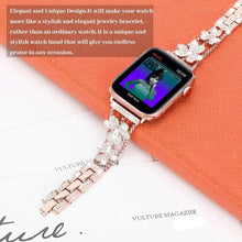 Cargue la imagen en el visor de la galería, Women&#39;s Luxury Bling Diamond Flower Strap for Apple Watch www.technoviena.com
