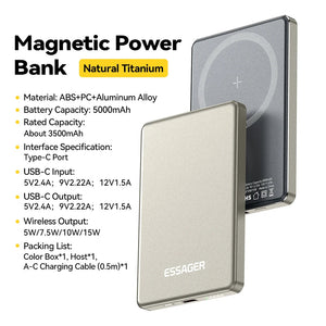Essager Thin Wireless Power Bank Magnetic 20W 5000mAh Portable Fast Charging External Battery for Magsafe For iPhone 16 15 14 13 www.technoviena.com