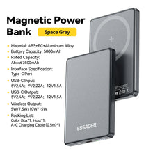 Load image into Gallery viewer, Essager Thin Wireless Power Bank Magnetic 20W 5000mAh Portable Fast Charging External Battery for Magsafe For iPhone 16 15 14 13 www.technoviena.com
