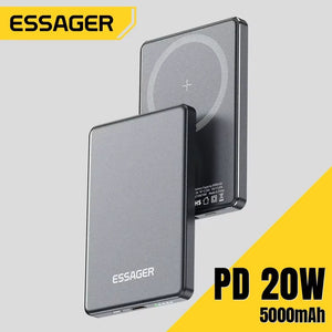 Essager Thin Wireless Power Bank Magnetic 20W 5000mAh Portable Fast Charging External Battery for Magsafe For iPhone 16 15 14 13 www.technoviena.com