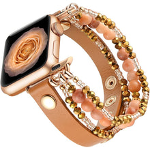Cargue la imagen en el visor de la galería, Beaded Leather Bracelet Band For Apple Watch www.technoviena.com
