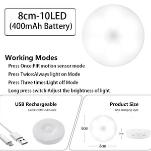 USB Rechargeable Motion Sensor Wireless LED Night Light www.technoviena.com