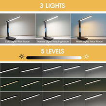 Cargue la imagen en el visor de la galería, Wireless Charging LED Desk Lamp With Calendar Temperature Alarm Clock www.technoviena.com

