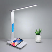 Load image into Gallery viewer, Wireless Charging LED Desk Lamp With Calendar Temperature Alarm Clock www.technoviena.com
