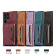 Load image into Gallery viewer, Triple Folded Matte Leather Wallet Case for Samsung www.technoviena.com
