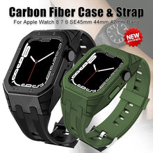 Load image into Gallery viewer, Silicone Strap and Carbon Fiber Case Mod Kit For Apple Watch www.technoviena.com
