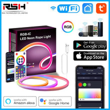 Bild in Galerie-Viewer laden, Tuya New Smart LED Neon Lights APP DIY Music Sync RGBIC Dreamcolor IP68 Waterproof Flexible Dimmable 6 Million DIY Colors www.technoviena.com
