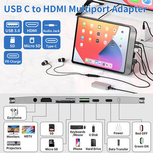 Multifunction Case For iPad With USB C HUB To HDMI www.technoviena.com