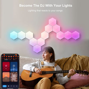 Smart RGBIC Light Board Hexagonal Lamp with Voice Control www.technoviena.com