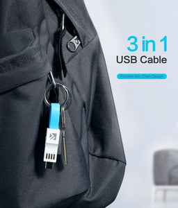 3 in 1 Mini Key Chain USB Cable With Fast Data Sync Charging Cable www.technoviena.com