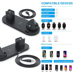 6 in 1 Wireless Charger Dock Station for iPhone Apple Watch AirPods Pro www.technoviena.com