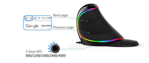 Delux M618Plus RGB 4000 DPI Ergonomic 6 Buttons Vertical Mouse www.technoviena.com