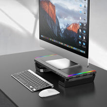 Load image into Gallery viewer, Adjustable RGB 4 USB3.0 Charging Desk and Monitor Stand www.technoviena.com
