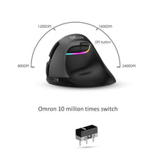 Cargue la imagen en el visor de la galería, Delux M618 Mini Ergonomic Mouse Gaming Wireless Rechargeable Vertical Mouse www.technoviena.com
