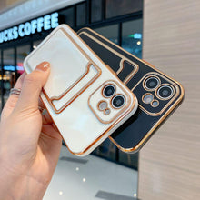 Cargue la imagen en el visor de la galería, Gold plating Phone Case With card slot For iPhone www.technoviena.com
