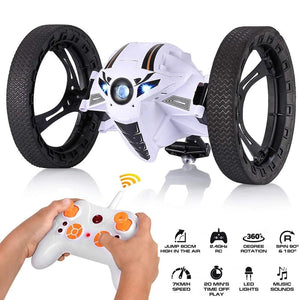 RC Jumping Stunt Car Toy with Music LED Headlights, Double Sided Tumbling www.technoviena.com